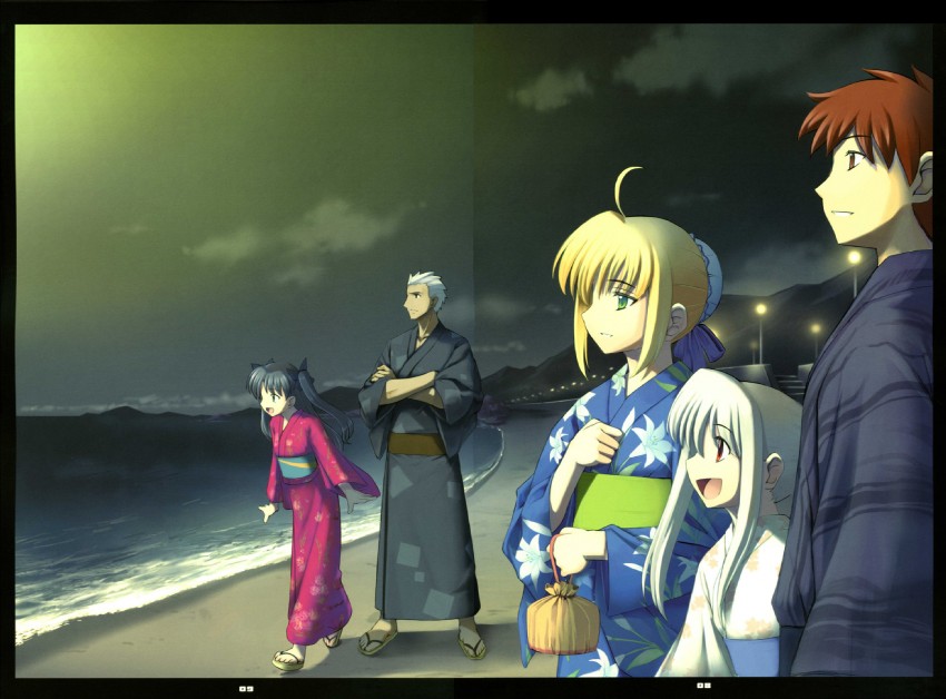 artoria pendragon, saber, tohsaka rin, illyasviel von einzbern, emiya shirou, and 1 more (fate and 1 more) drawn by rubbish_selecting_squad