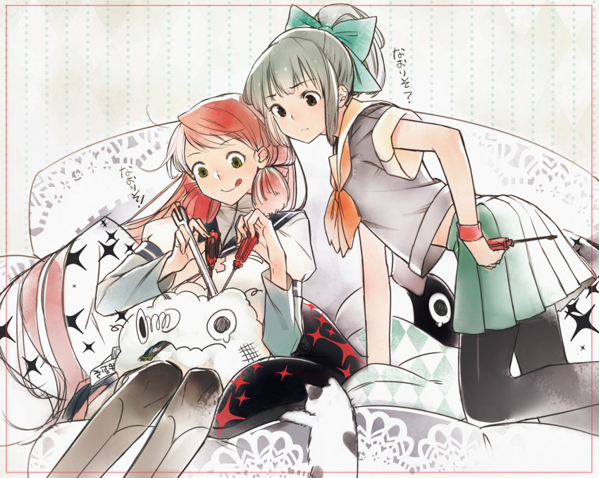 akashi, yuubari, failure penguin, and miss cloud (kantai collection) drawn by suzume_yuu