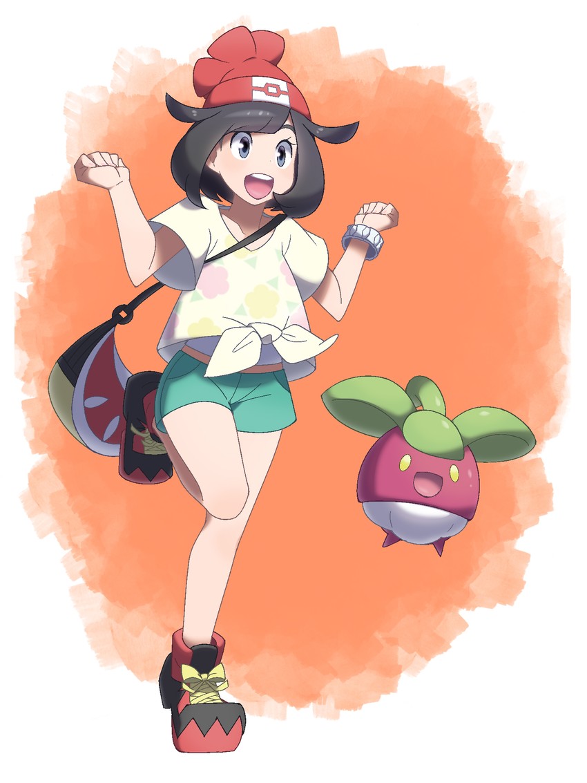 selene and bounsweet (pokemon and 1 more) drawn by midoko