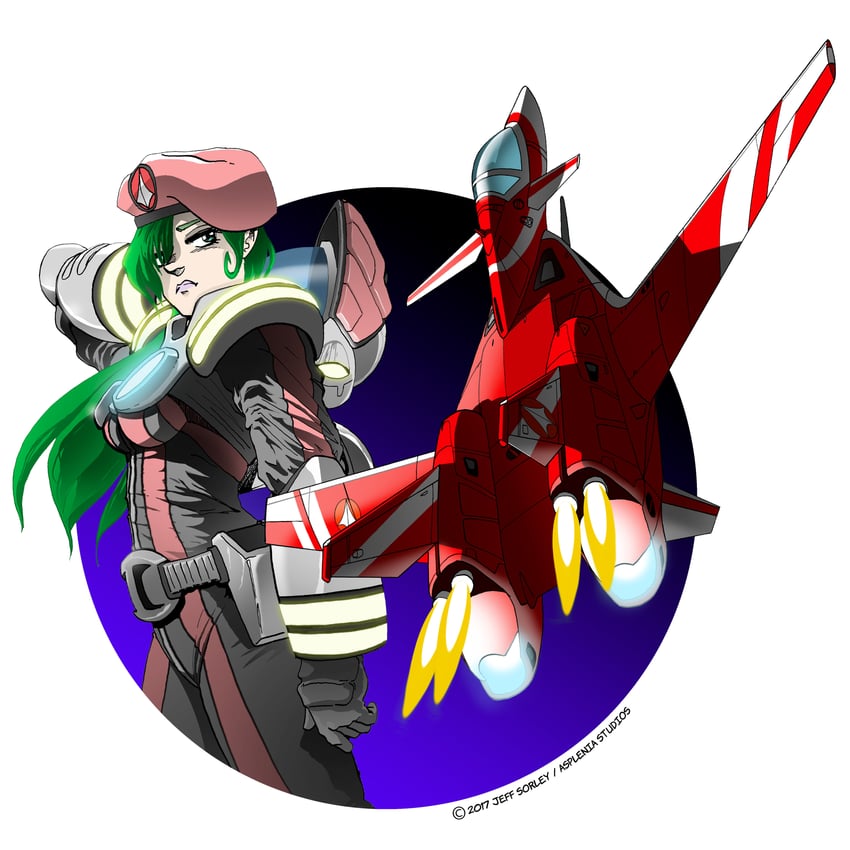 millia jenius and vf-9 (macross and 1 more) drawn by jeff_sorley