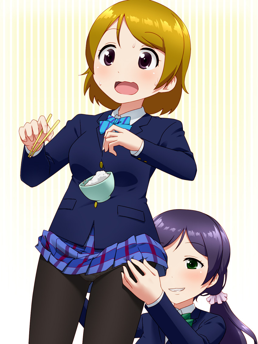 tojo nozomi and koizumi hanayo (love live! and 1 more) drawn by mikakeha