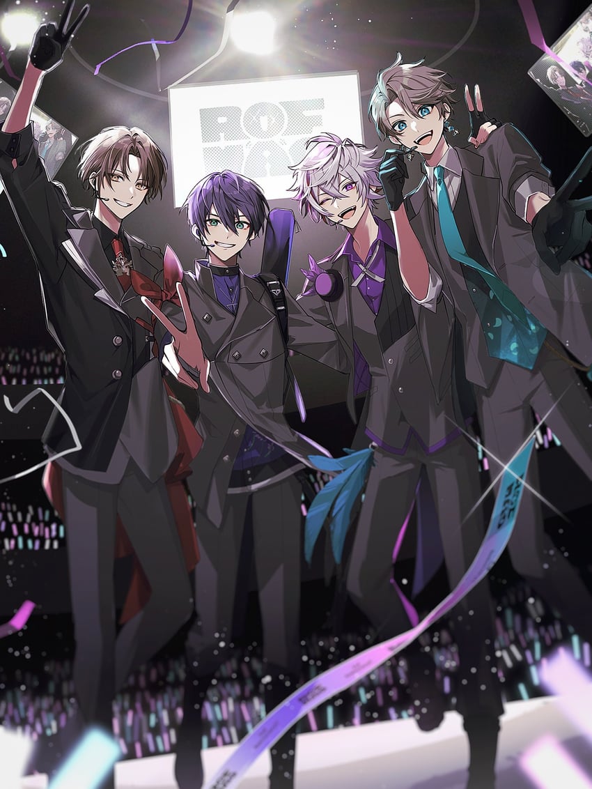 kenmochi touya, fuwa minato, kagami hayato, and kaida haru (nijisanji) drawn by saw_(dtn_error)