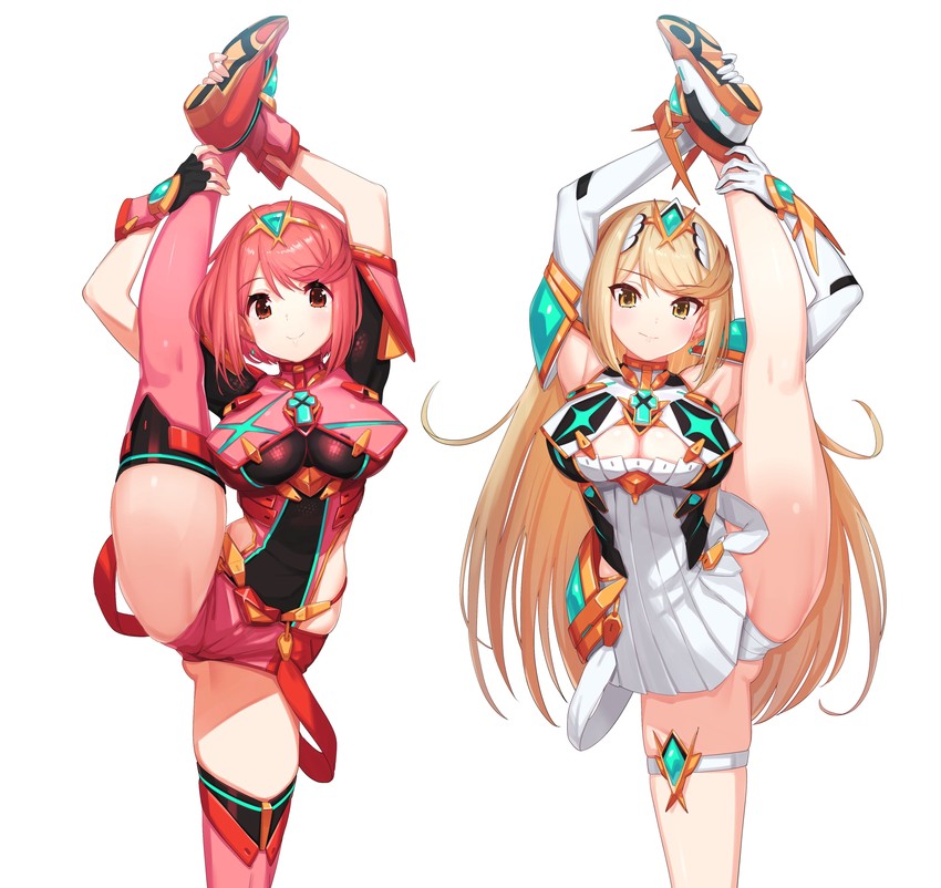 pyra and mythra (xenoblade chronicles and 1 more) drawn by green322