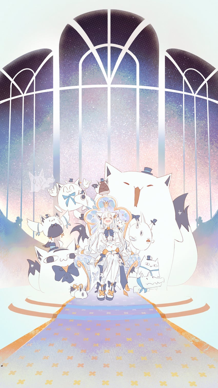 shirakami fubuki, sukonbu, miteiru, oruyanke, fubuzilla, and 2 more (hololive) drawn by hyde_(tabakko)