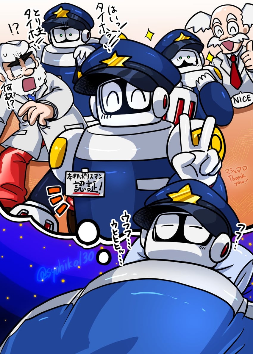 dr. light, dr. wily, and fake man (mega man and 1 more) drawn by syohiko130