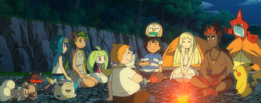 pikachu, lillie, ash ketchum, rotom, rowlet, and 11 more (pokemon and 1 more)
