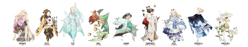 elsa, ariel, rapunzel, snow white, jasmine, and 5 more (frozen and 11 more) drawn by starshadowmagician