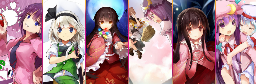 kirisame marisa, remilia scarlet, konpaku youmu, patchouli knowledge, houraisan kaguya, and 1 more (touhou and 2 more) drawn by efe