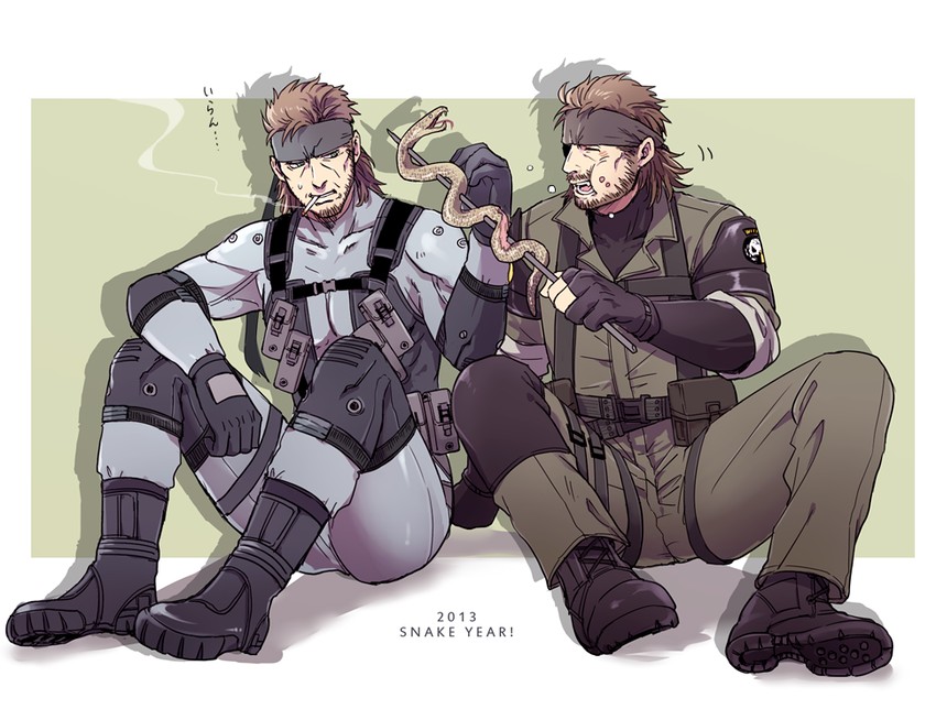 solid snake, big boss, and naked snake (metal gear and 3 more) drawn by 50yen_(gojiue)