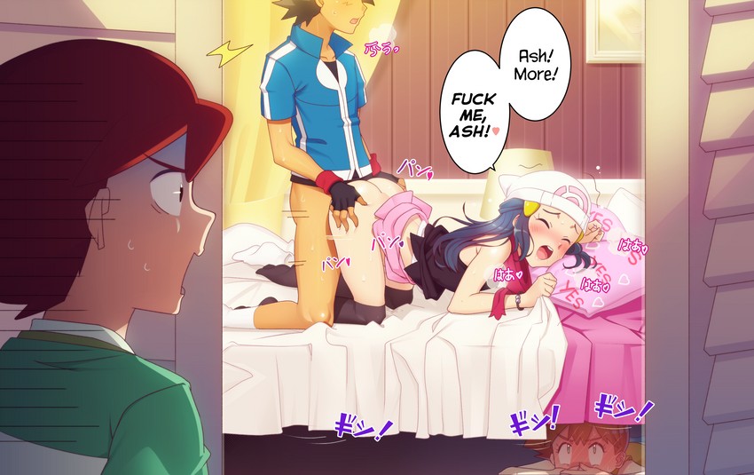 dawn, ash ketchum, misty, and kenny (pokemon and 1 more) drawn by gazing_eye