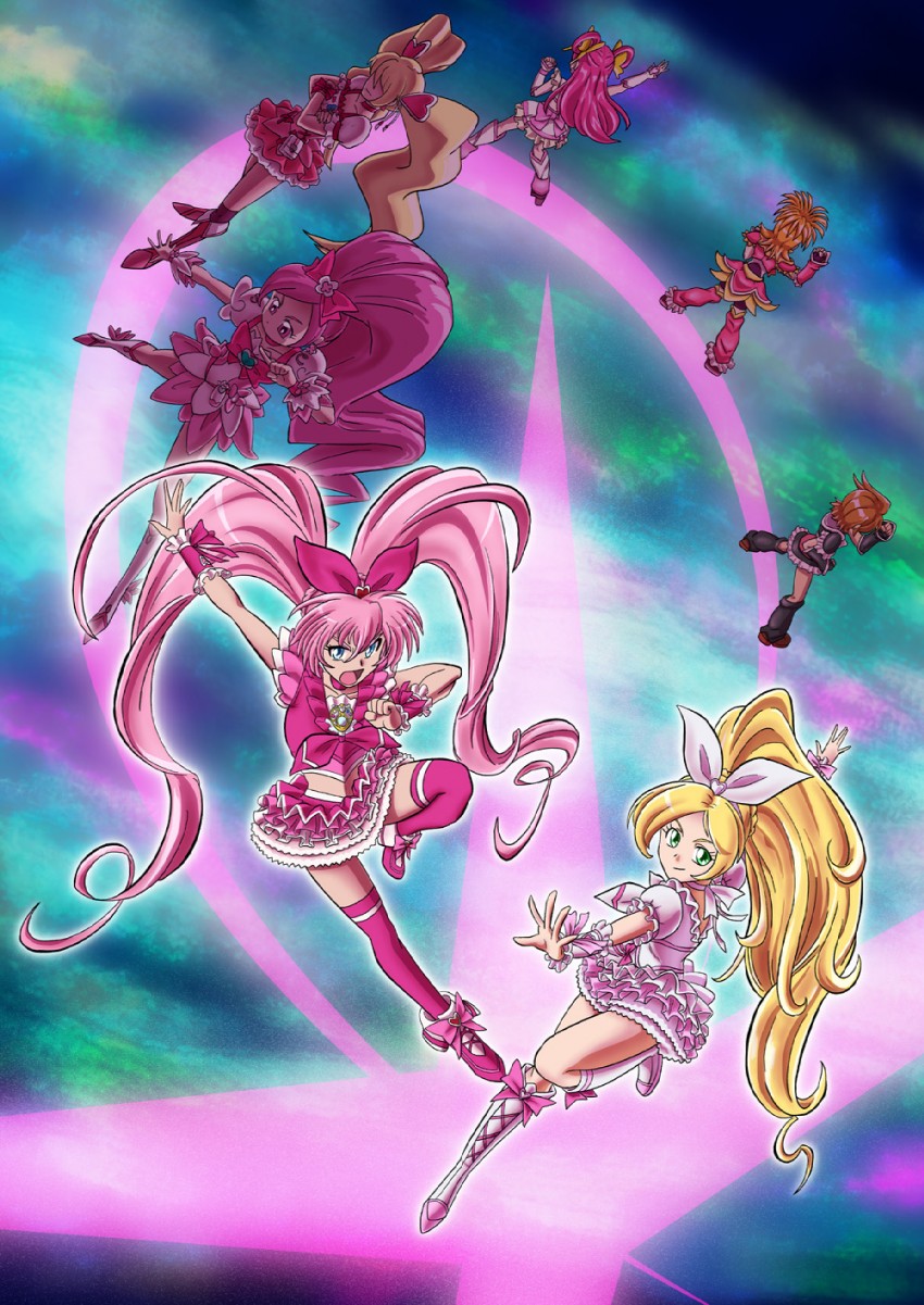 houjou hibiki, misumi nagisa, hanasaki tsubomi, minamino kanade, momozono love, and 9 more (precure and 7 more) drawn by gozon