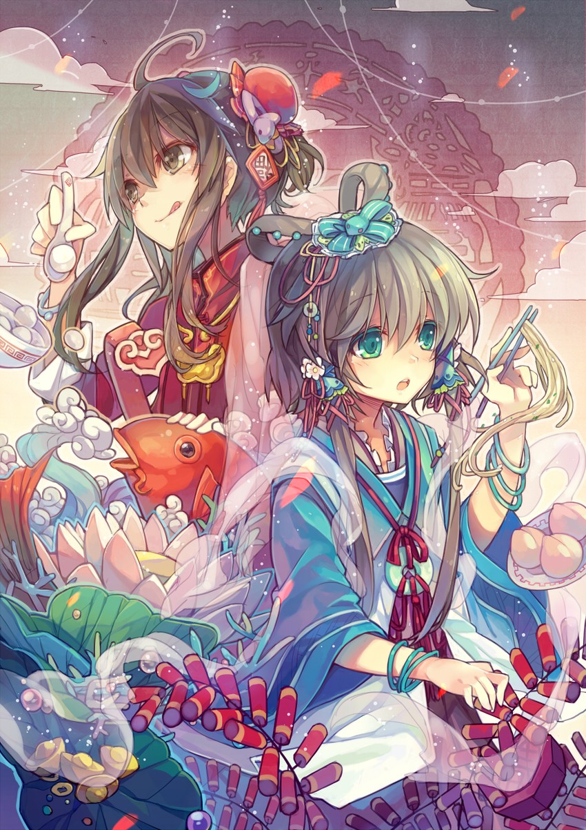 luo tianyi and yuezheng ling (vocaloid and 1 more) drawn by yayin_(yayin233)