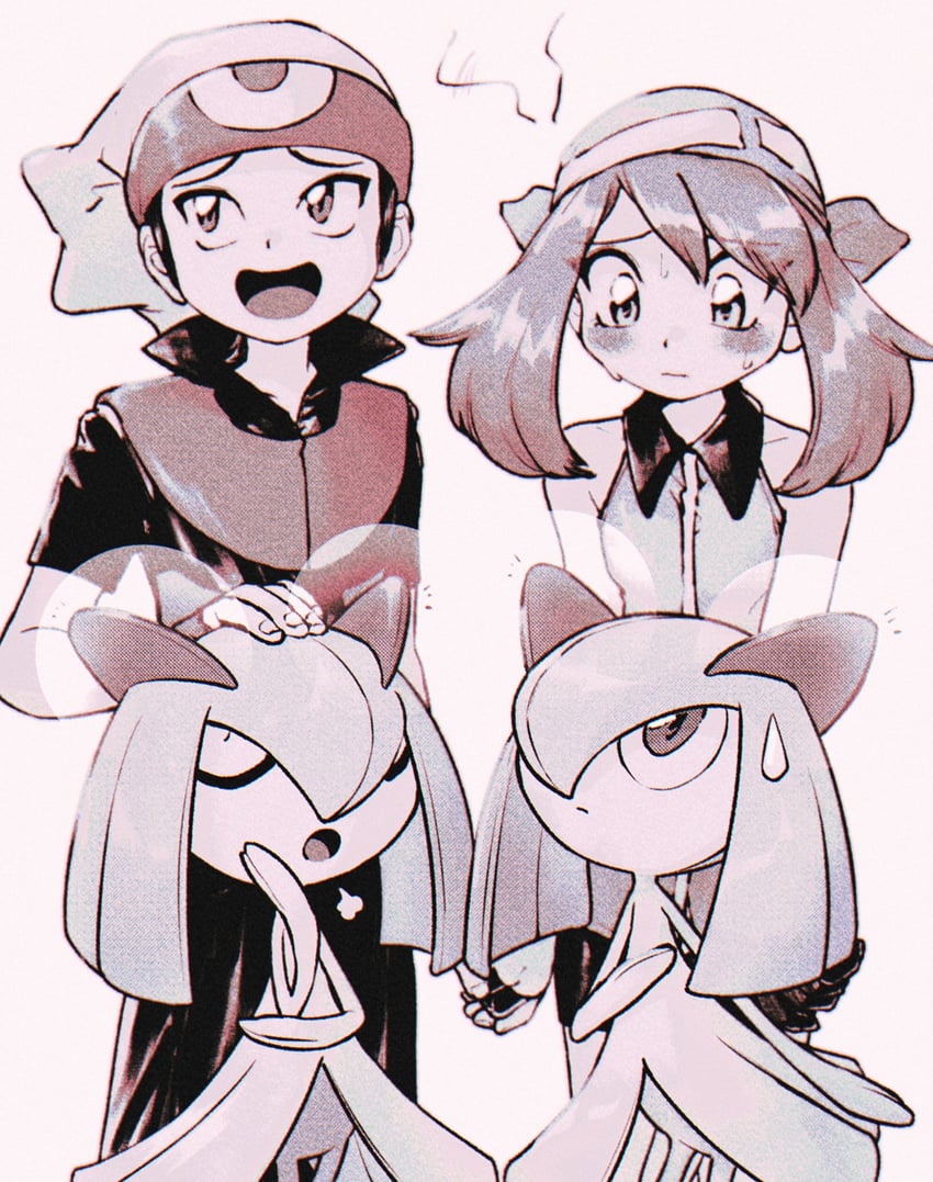 may, brendan, and kirlia (pokemon and 1 more) drawn by funabara_(sksn_herb)