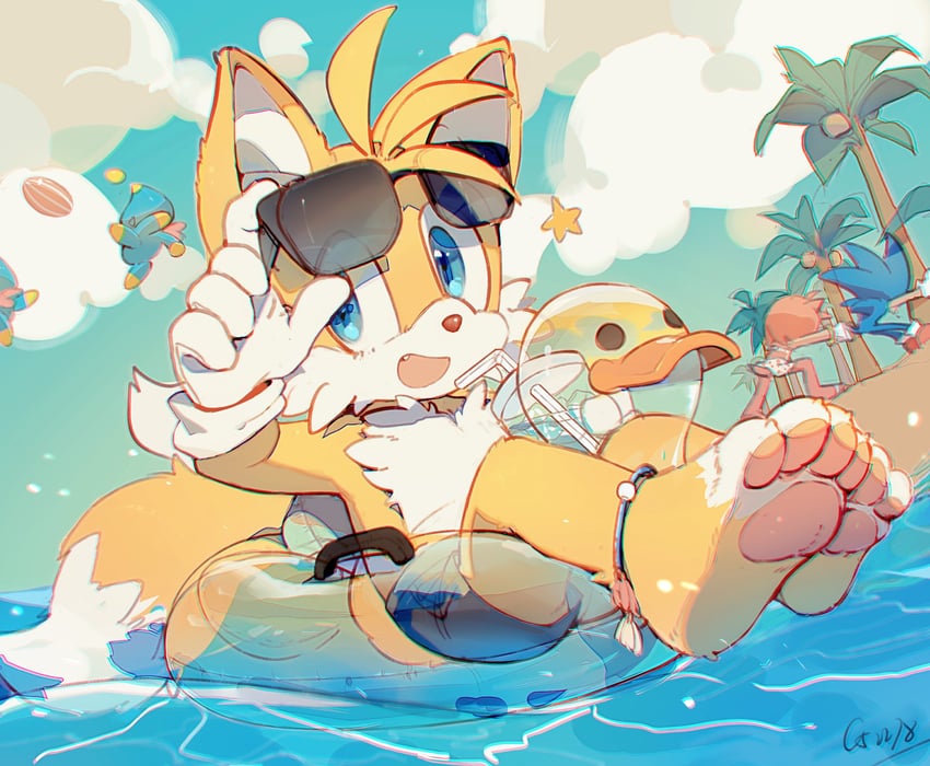 sonic the hedgehog, amy rose, tails, and neutral chao (sonic) drawn by c52278