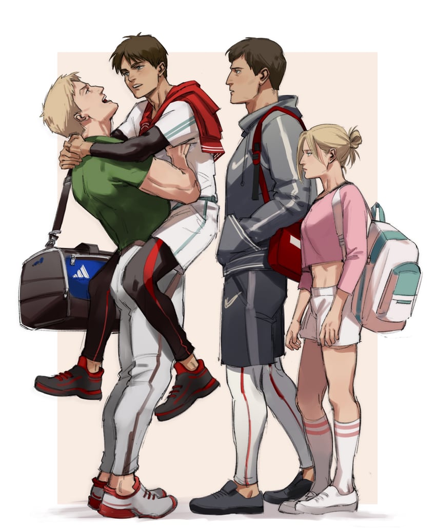 eren yeager, reiner braun, annie leonhart, and bertolt hoover (shingeki no kyojin) drawn by thisuserisalive