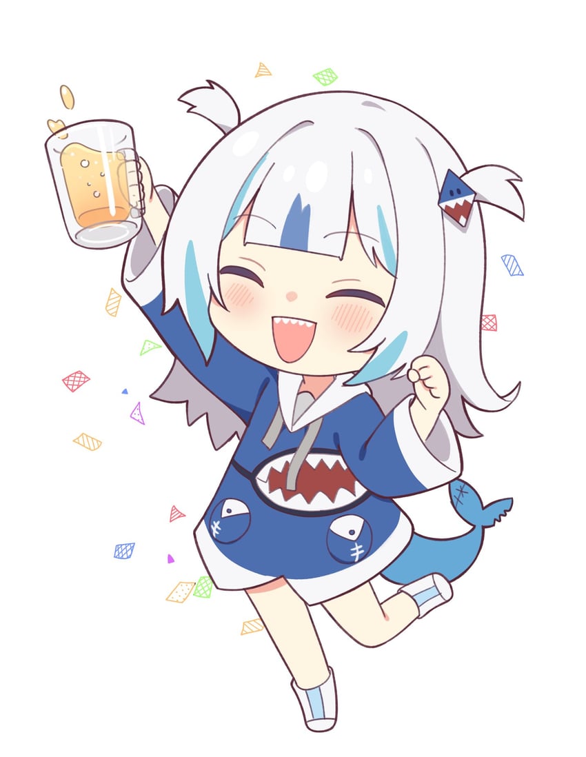 gawr gura (hololive and 1 more) drawn by nzmtarou