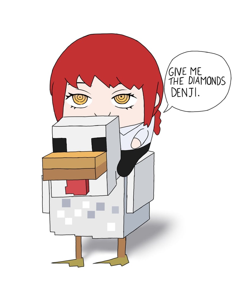 makima and chicken (chainsaw man and 1 more) drawn by miyajiwm