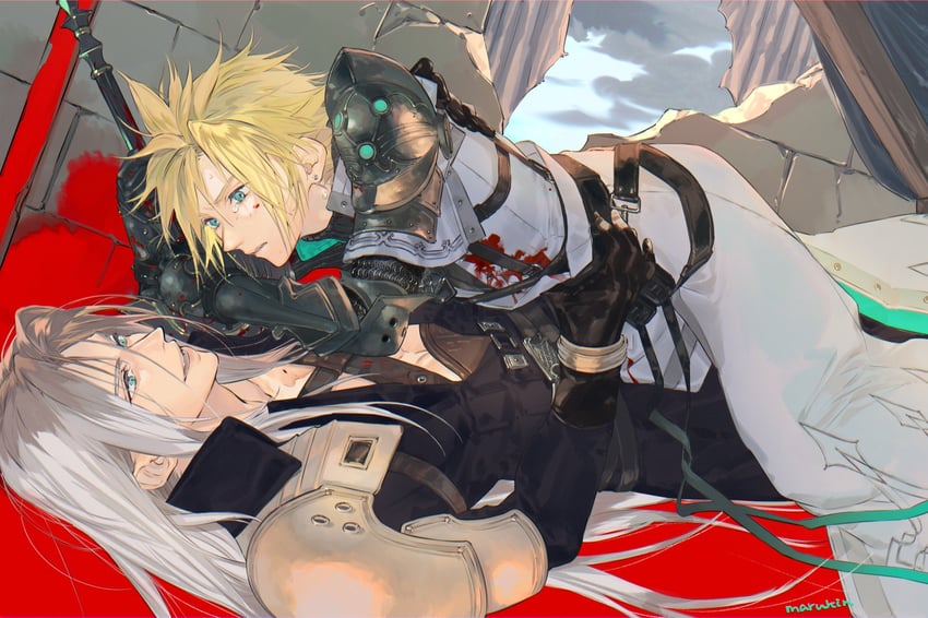 cloud strife and sephiroth (final fantasy and 3 more) drawn by nikuram_f
