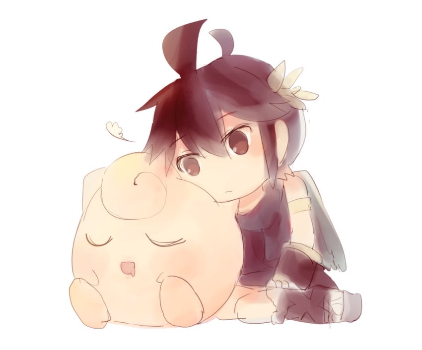 jigglypuff and dark pit (pokemon and 3 more) drawn by pasu