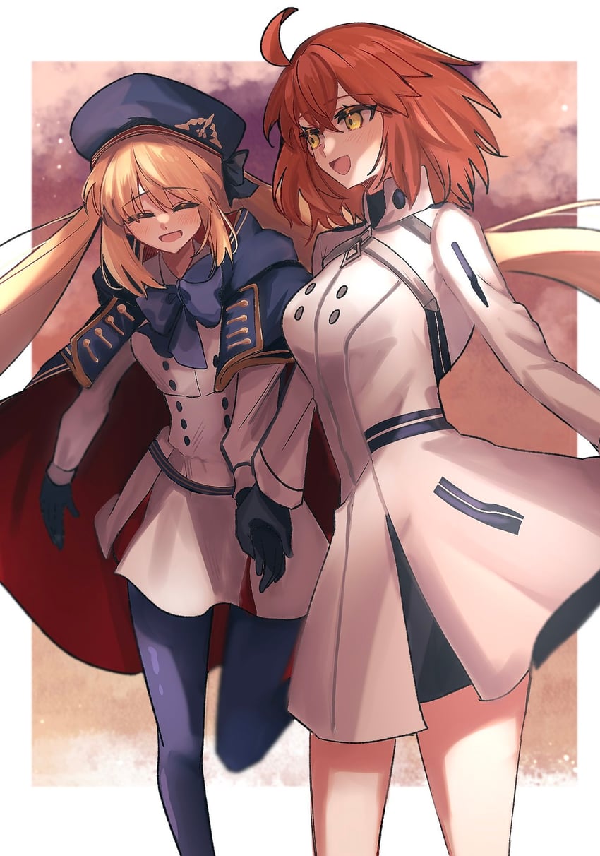 artoria pendragon, fujimaru ritsuka, and artoria caster (fate and 1 more) drawn by 710_ao
