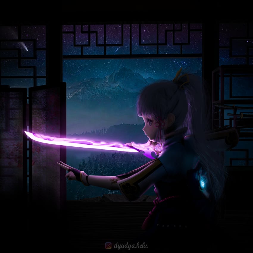 kamisato ayaka (genshin impact) drawn by letbounce