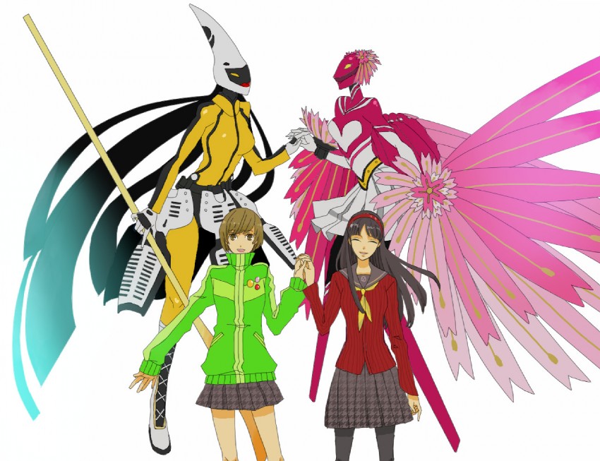 satonaka chie, amagi yukiko, konohana sakuya, and tomoe (persona and 1 more) drawn by butsuri_hansha