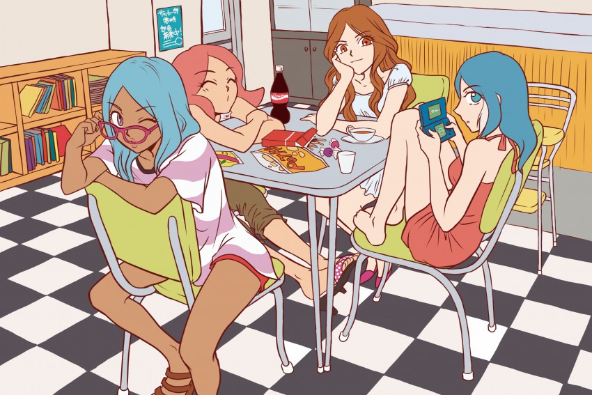raimon natsumi, urubida, zaizen touko, and urabe rika (inazuma eleven) drawn by raccco