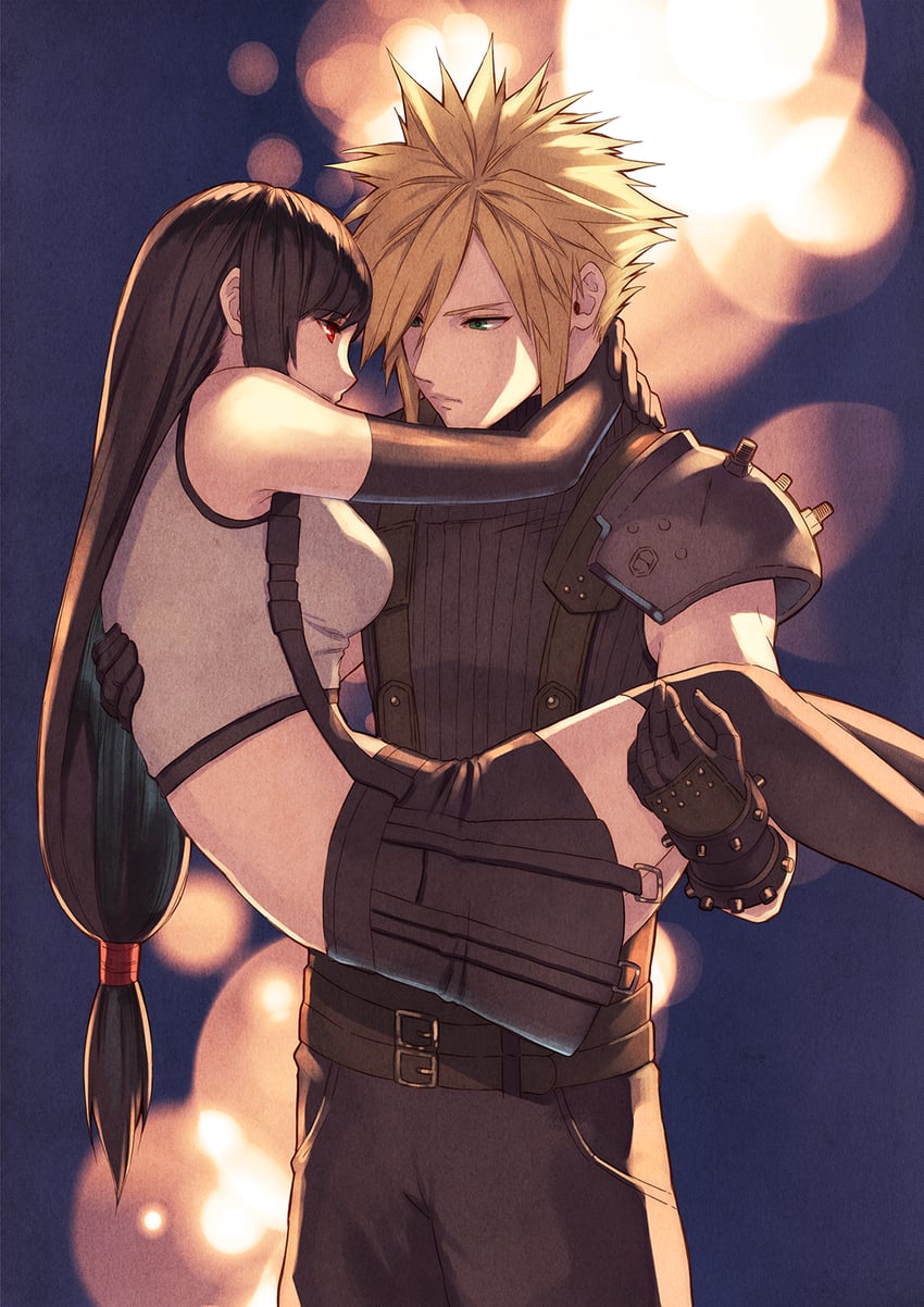 tifa lockhart and cloud strife (final fantasy and 2 more) drawn by ooki1089