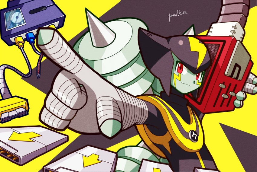 elecman.exe (mega man and 1 more) drawn by yuurei_de