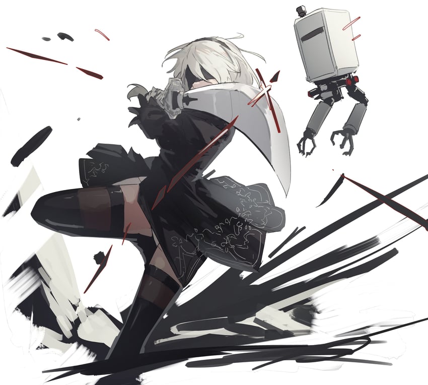 2b and pod (nier and 1 more) drawn by nagishiro_mito