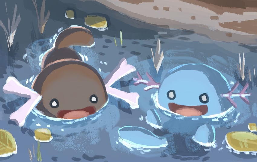 wooper and paldean wooper (pokemon and 1 more) drawn by dashimaki_gorilla_(dasigori)