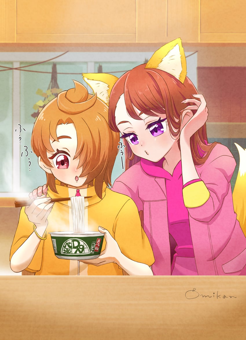 hijiri ageha and yuunagi tsubasa (precure and 2 more) drawn by omikan_(asasmikan100)