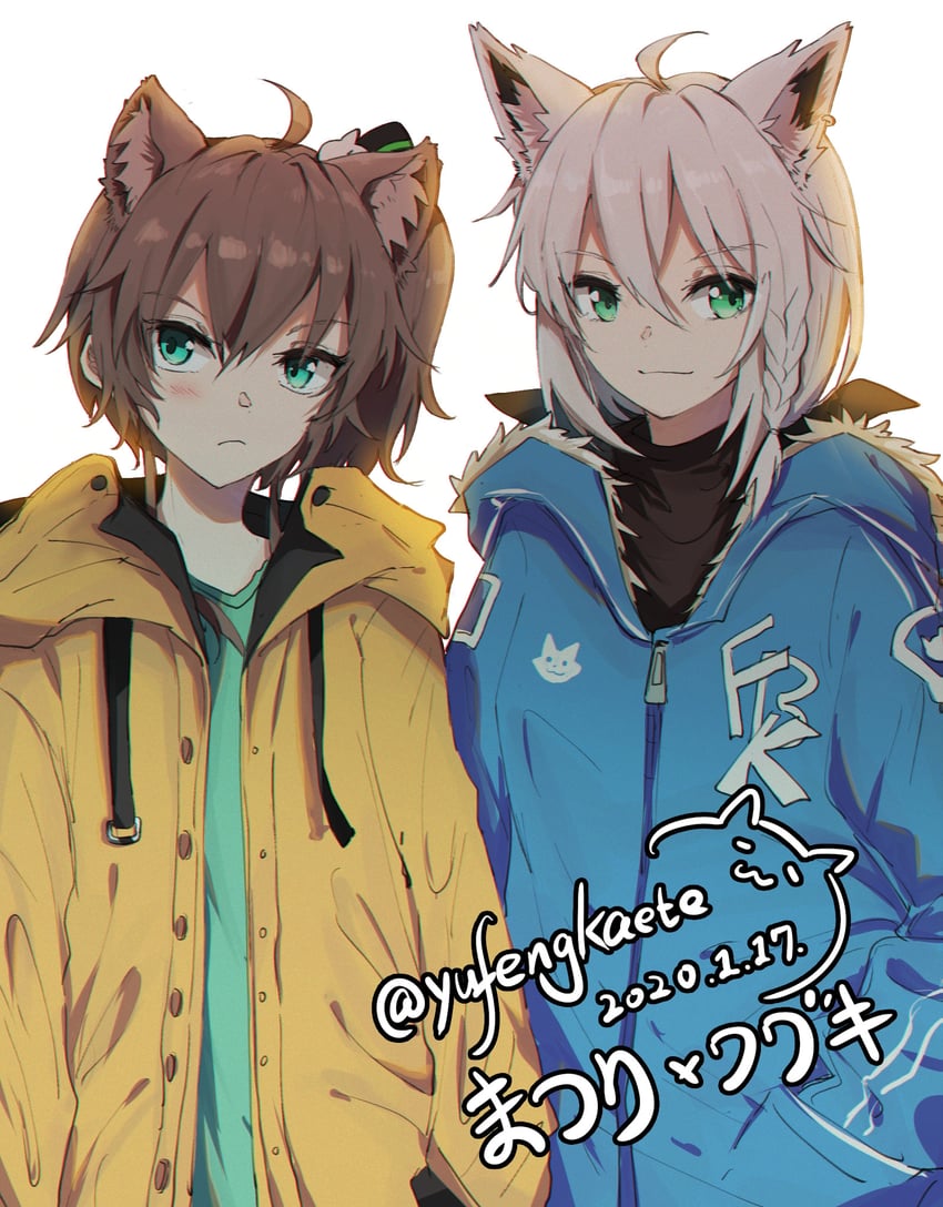 shirakami fubuki and natsuiro matsuri (hololive) drawn by yufeng_kaete