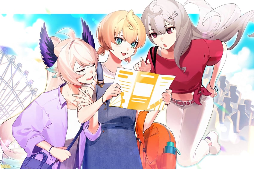 enna alouette, millie parfait, and reimu endou (nijisanji and 1 more) drawn by dakumomo1818
