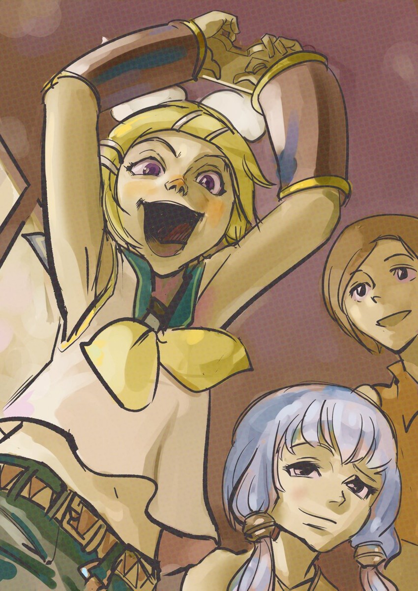 kagamine rin, yuzuki yukari, and meiko (vocaloid) drawn by nippori_honsha