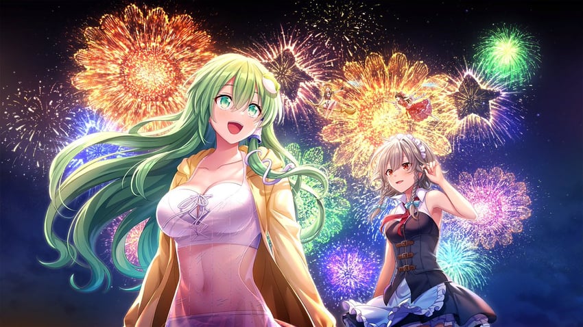 hakurei reimu, kirisame marisa, izayoi sakuya, and kochiya sanae (touhou and 1 more) drawn by 3v_(ch-pocket)