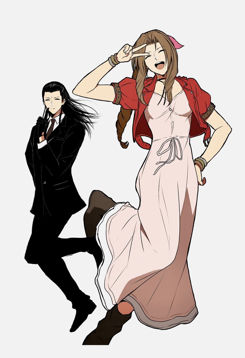 aerith gainsborough and tseng (final fantasy and 2 more) drawn by igusaharu