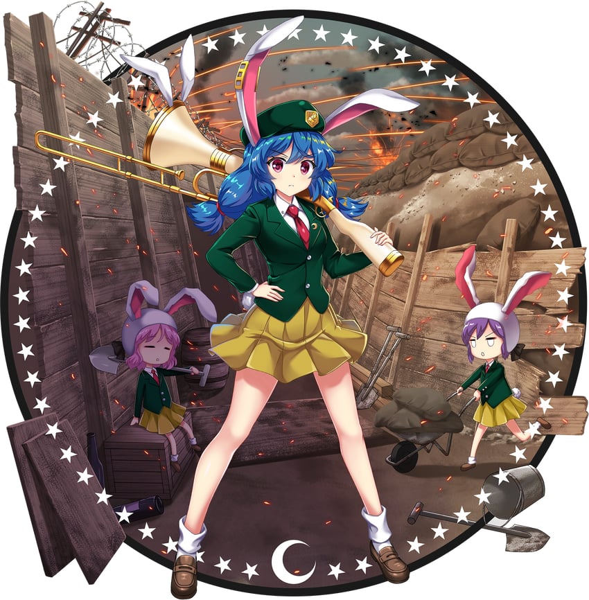 moon rabbit extra and seiran (touhou and 1 more) drawn by rotte_(1109)