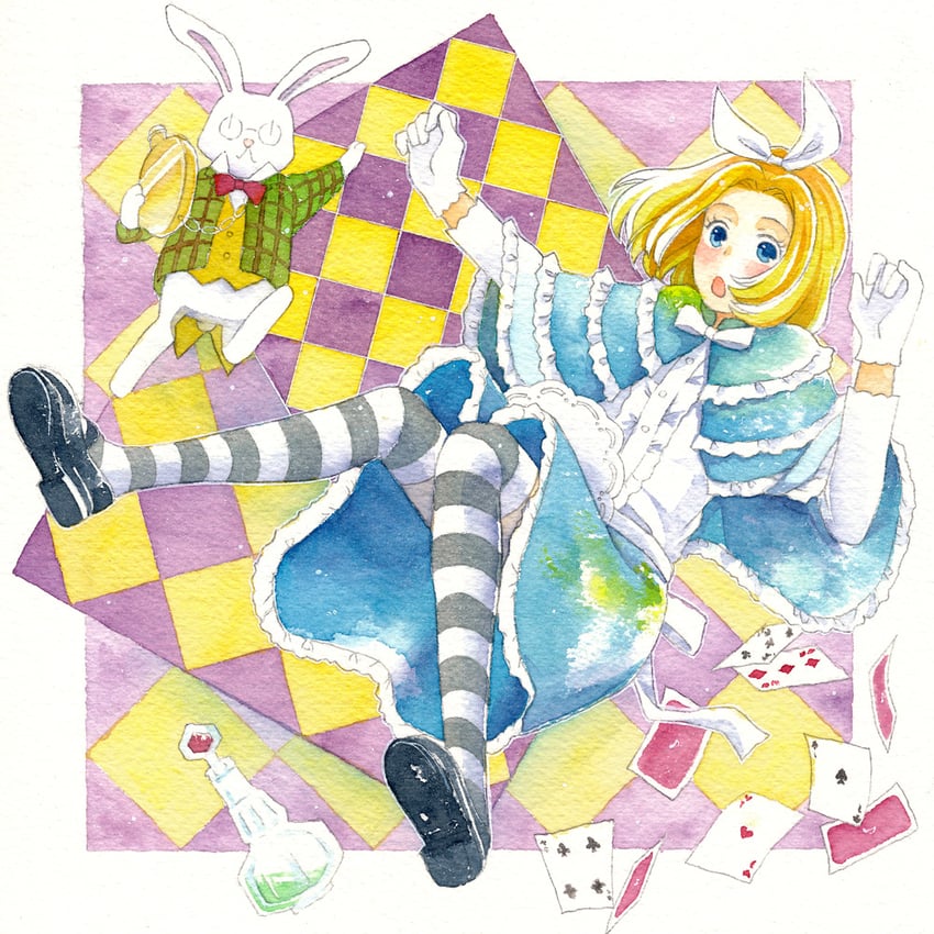 white rabbit and pyotr illyich tchaikovsky (alice's adventures in wonderland and 1 more) drawn by kankichi