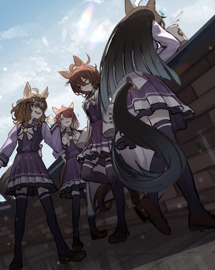 agnes tachyon, manhattan cafe, jungle pocket, and dantsu flame (umamusume) drawn by siena_(moratoriummaga)