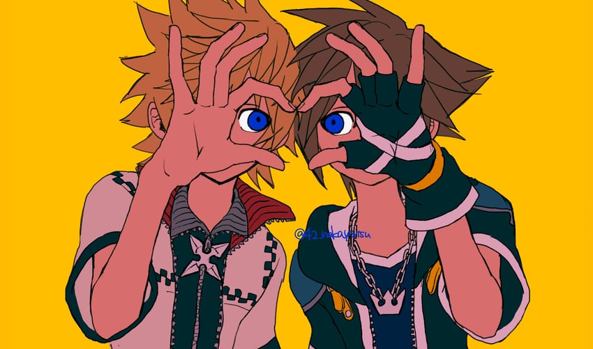 sora and roxas (kingdom hearts and 1 more) drawn by 42_nakayotsu