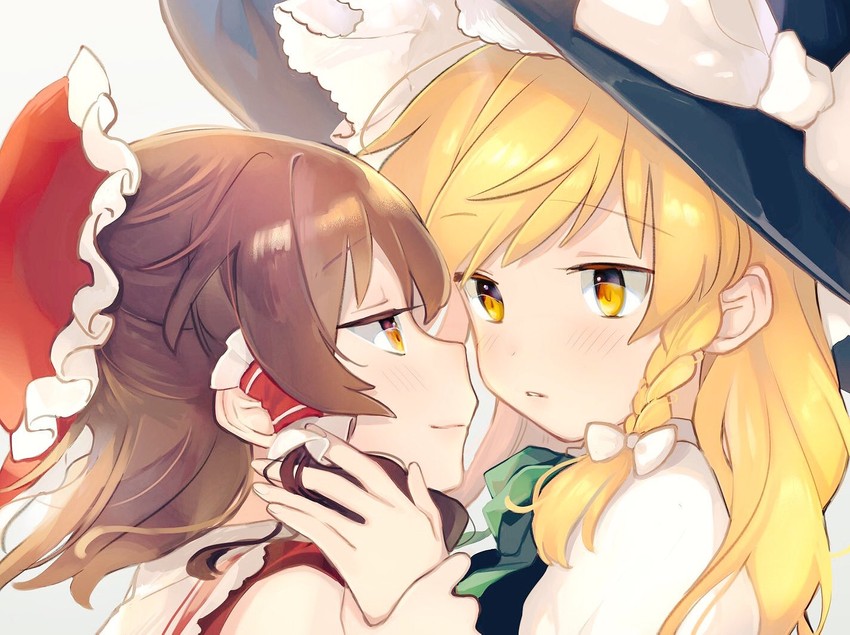 hakurei reimu and kirisame marisa (touhou) drawn by vanilla_(miotanntann)