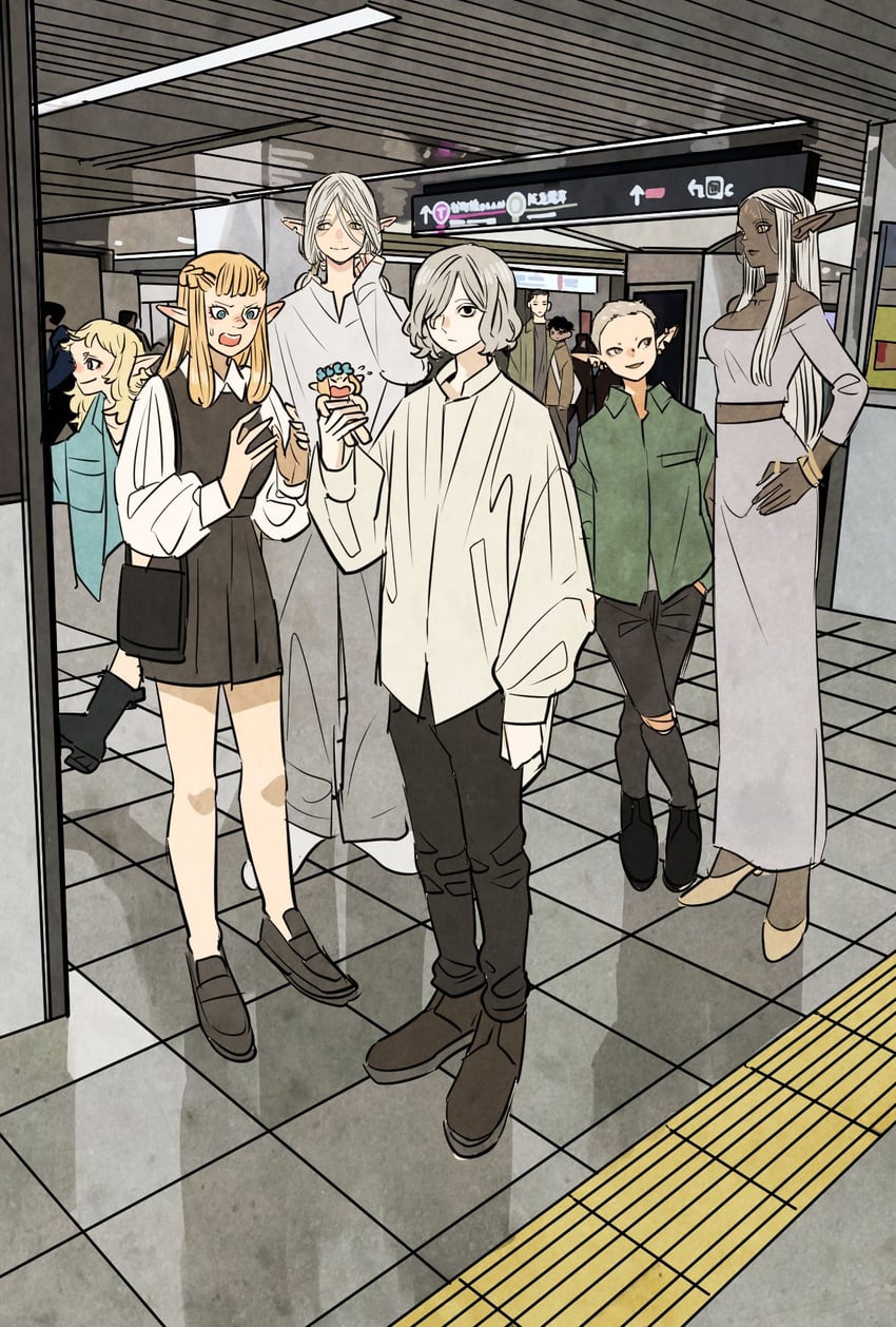 mithrun, kabru, fleki, lycion, cithis, and 3 more (dungeon meshi) drawn by takeuchi_ryousuke