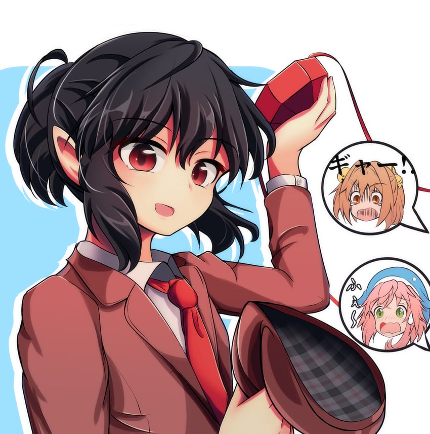 shameimaru aya, motoori kosuzu, and okunoda miyoi (touhou and 2 more) drawn by hansode32