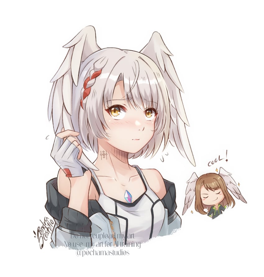 mio and eunie (xenoblade chronicles and 1 more) drawn by pochamastudios