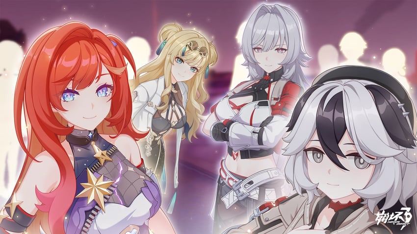 songque, coralie 6626 planck, senadina, and erdos helia (honkai and 1 more)