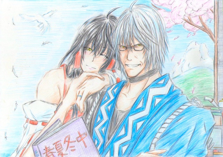 morichika rinnosuke and sendai hakurei no miko (original and 2 more) drawn by you_(esparda)