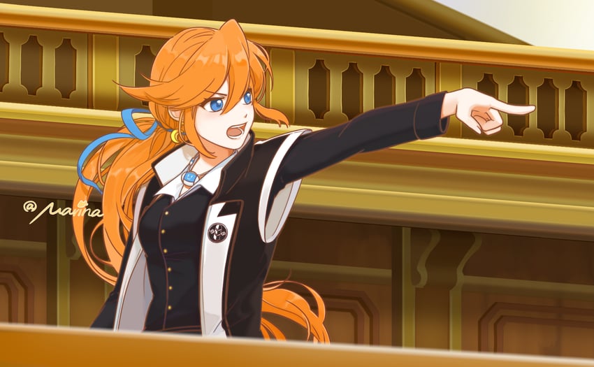athena cykes and simon blackquill (ace attorney) drawn by rakey979
