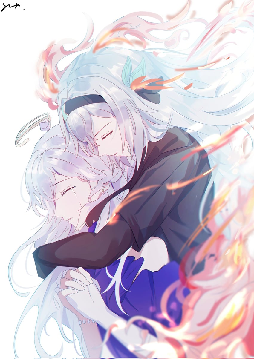 firefly and robin (honkai and 1 more) drawn by qingsi