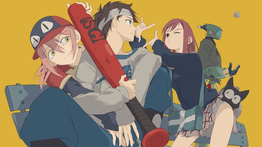 samejima mamimi, nandaba naota, and canti (flcl) drawn by 946083d1
